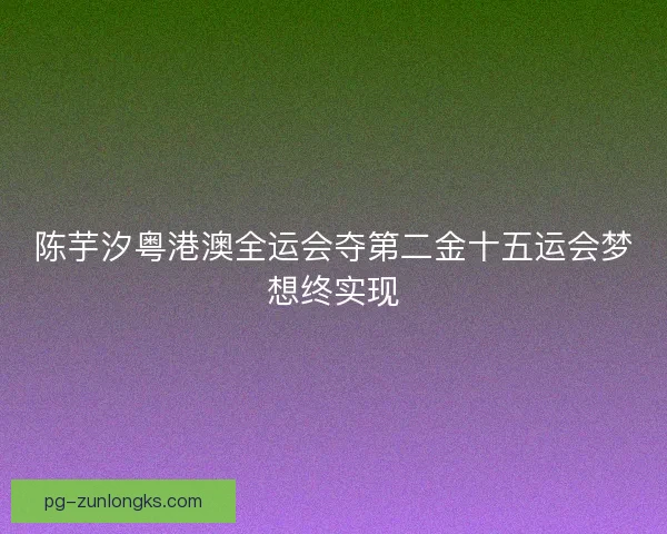 陈芋汐粤港澳全运会夺第二金十五运会梦想终实现