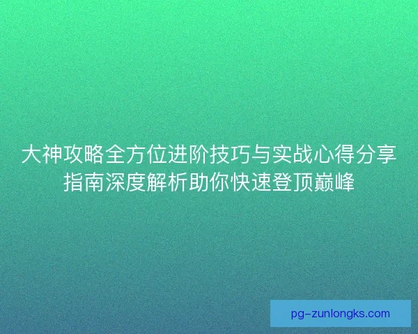 大神攻略全方位进阶技巧与实战心得分享指南深度解析助你快速登顶巅峰