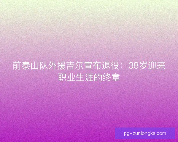 前泰山队外援吉尔宣布退役:38岁迎来职业生涯的终章 前泰山队外援吉尔宣布退役:38岁迎来职业生涯的终章