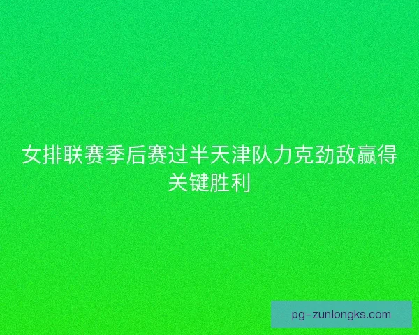女排联赛季后赛过半天津队力克劲敌赢得关键胜利