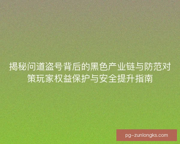 揭秘问道盗号背后的黑色产业链与防范对策玩家权益保护与安全提升指南